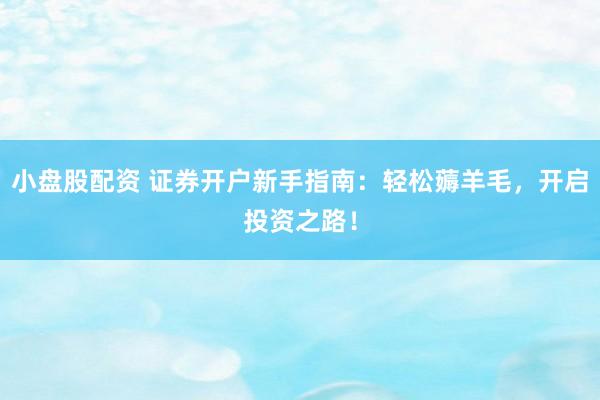 小盘股配资 证券开户新手指南：轻松薅羊毛，开启投资之路！