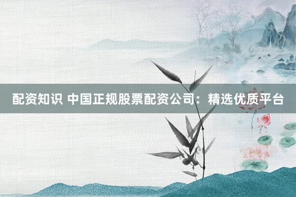 配资知识 中国正规股票配资公司：精选优质平台