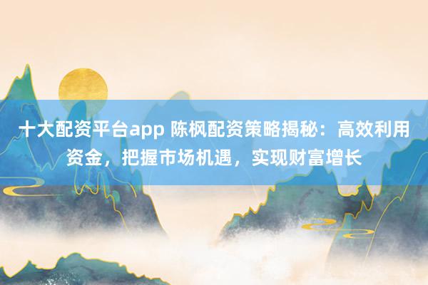 十大配资平台app 陈枫配资策略揭秘：高效利用资金，把握市场机遇，实现财富增长