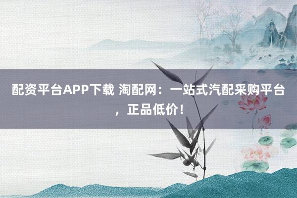 配资平台APP下载 淘配网：一站式汽配采购平台，正品低价！