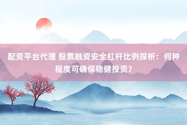 配资平台代理 股票融资安全杠杆比例探析：何种程度可确保稳健投资？