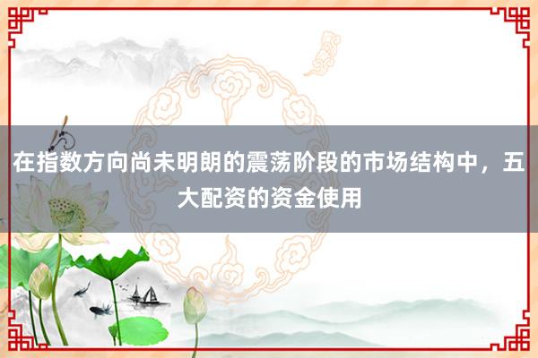 在指数方向尚未明朗的震荡阶段的市场结构中，五大配资的资金使用
